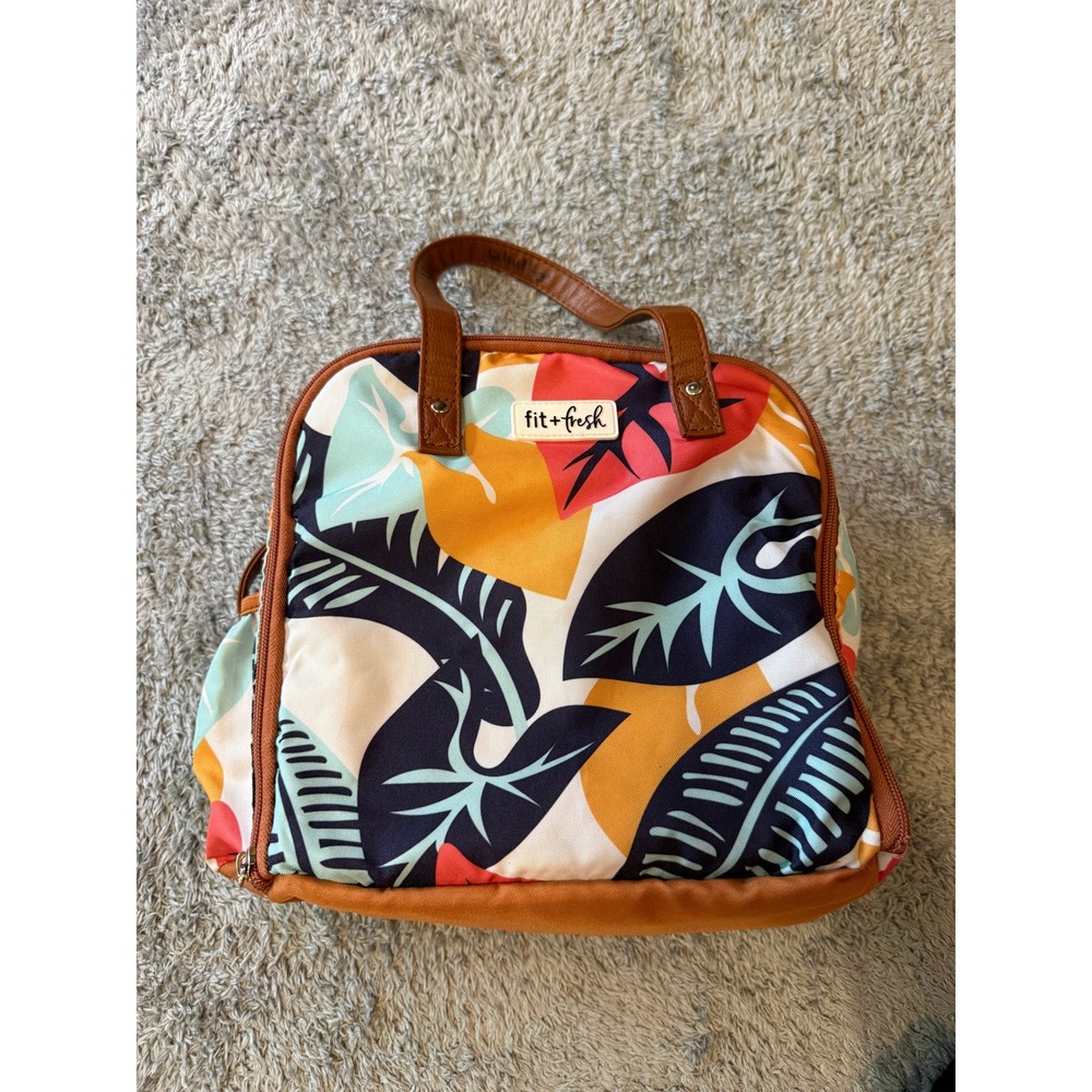 Fit + Fresh Womens Tropical Floral Insulated Lunch Tote One Size Multicolor Leaf